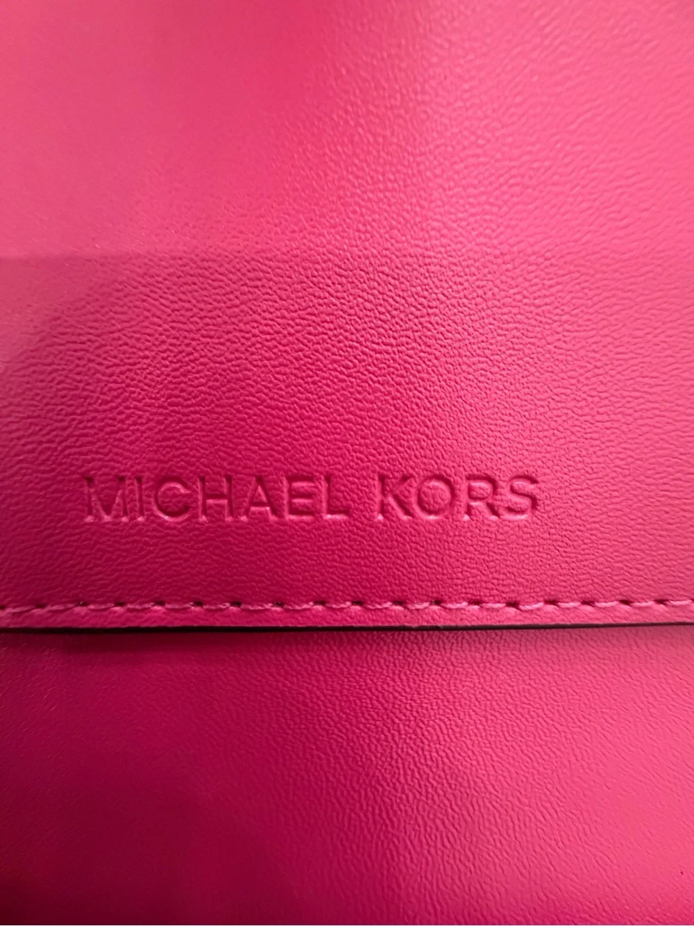 NWOT Michael Kors Pink MK Signature Wallet with White Strap
